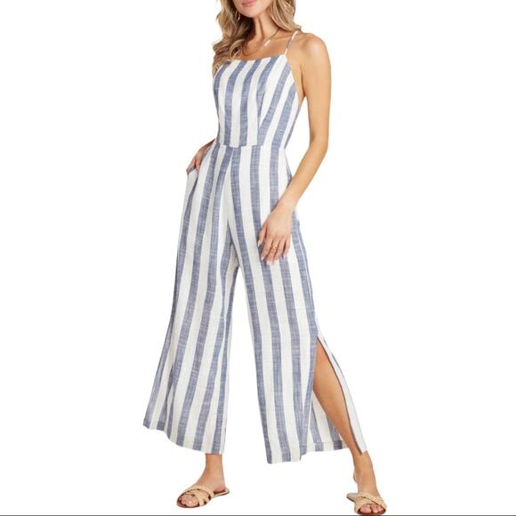 Willow Pants - WILLOW Eli Open Back Linen Blend Jumpsuit Medium NWT